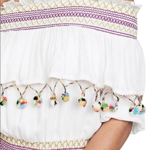 Red Carter Pom Trim Ruffle Dress / Sizes M, L - Picture 4 of 7